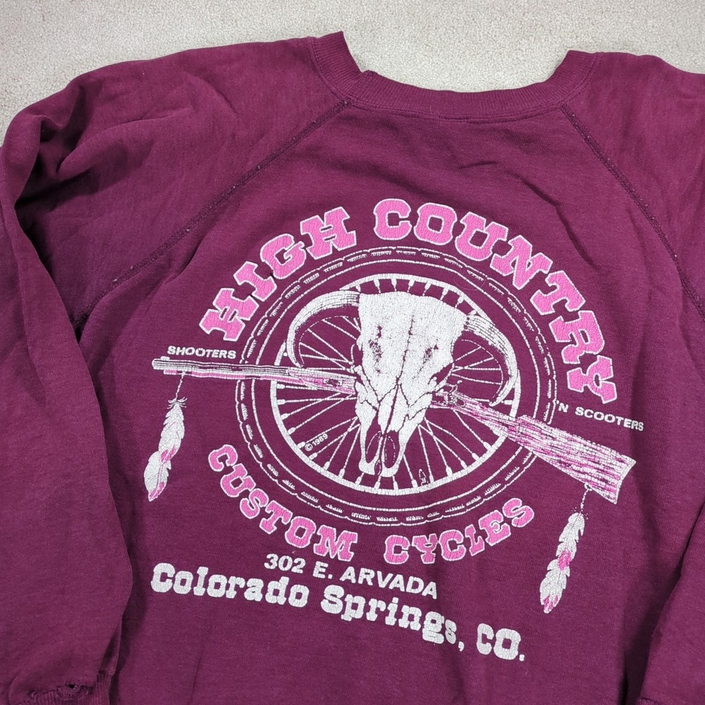 Distressed Harley Davidson Crew Neck Sweatshirt XL High‎ Country Custom Colorado